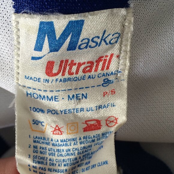 VTG Maska Ultrafil Referee Jersey Small White Blue Striped Long Sleeve Full Zip - Picture 3 of 9